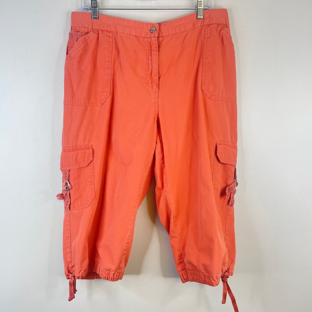 Vintage Cargo Capri Pants Womens 18W Terra Cotta Earthy Outdoor Camping Vacation